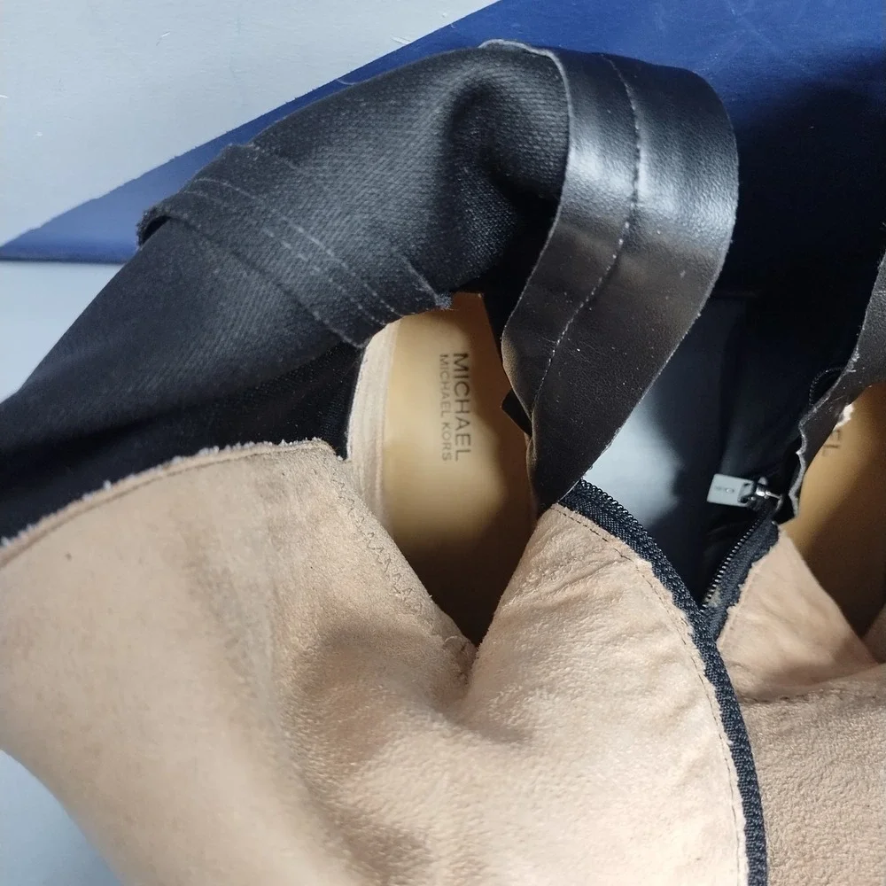 Michael Kors Tall Boots Womens US 8M Black Soft Leather Round Toe Side Zip EUC